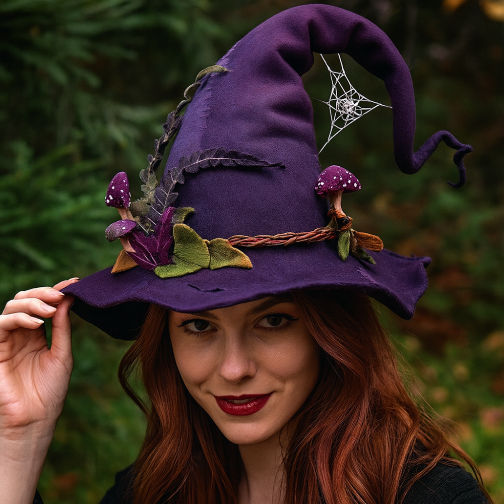 Handmade Merino Wool Witch Hat — Adjustable Adult Halloween 7
