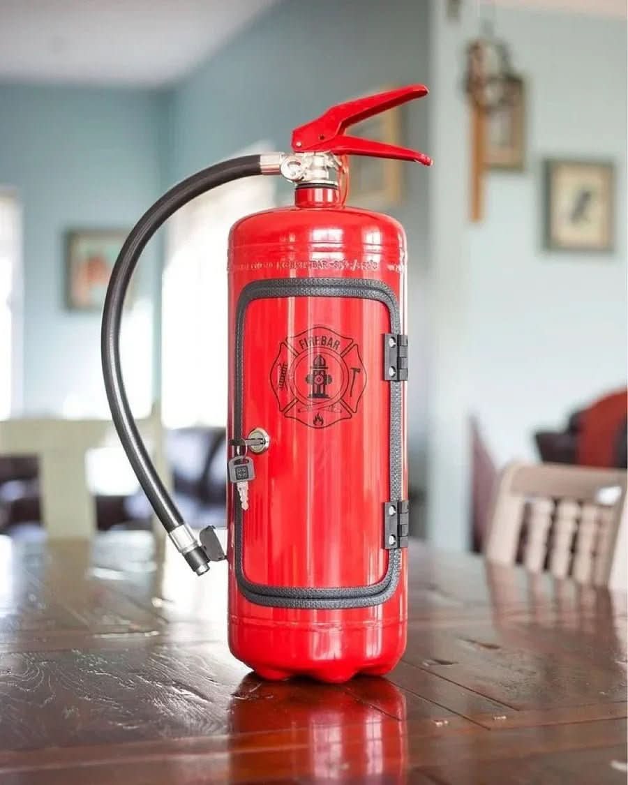 Mini Bar Hidden in Fire Extinguisher Design — Metal Bottle Storage 2