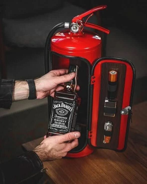 Mini Bar Hidden in Fire Extinguisher Design — Metal Bottle Storage 3