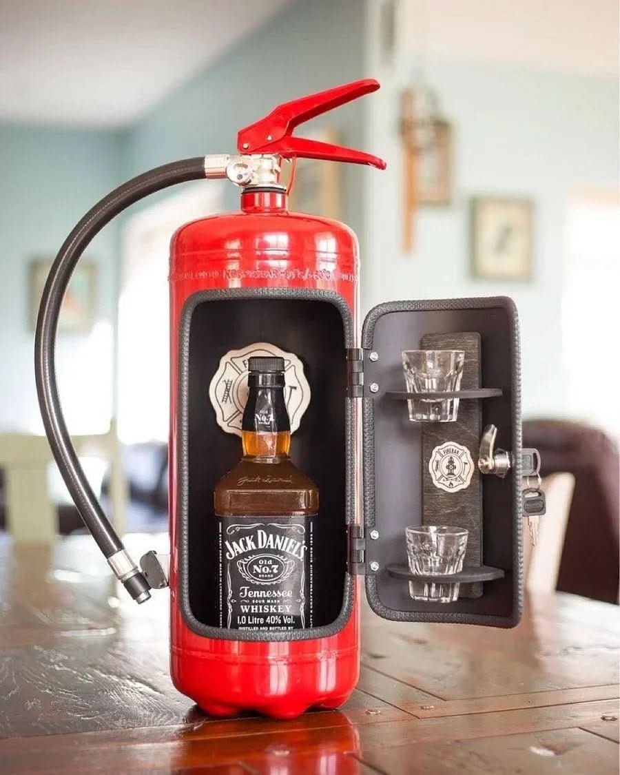 Mini Bar Hidden in Fire Extinguisher Design — Metal Bottle Storage 5