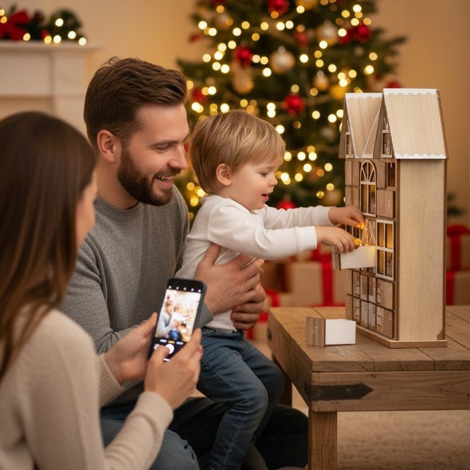 Illuminated Wooden House Advent Calendar — 24 LED Doors 8