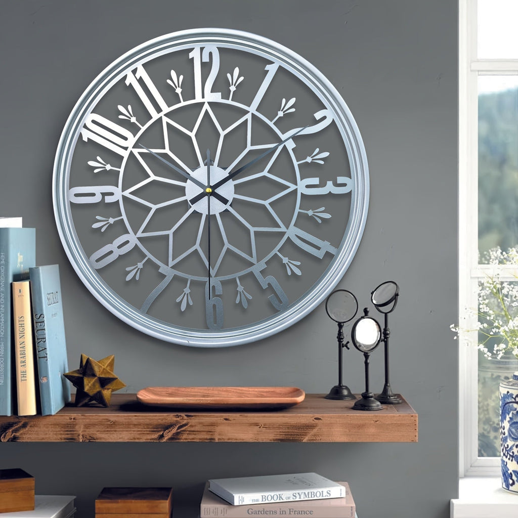 Silent Industrial Vintage Metal Wall Clock — Non-Ticking 10