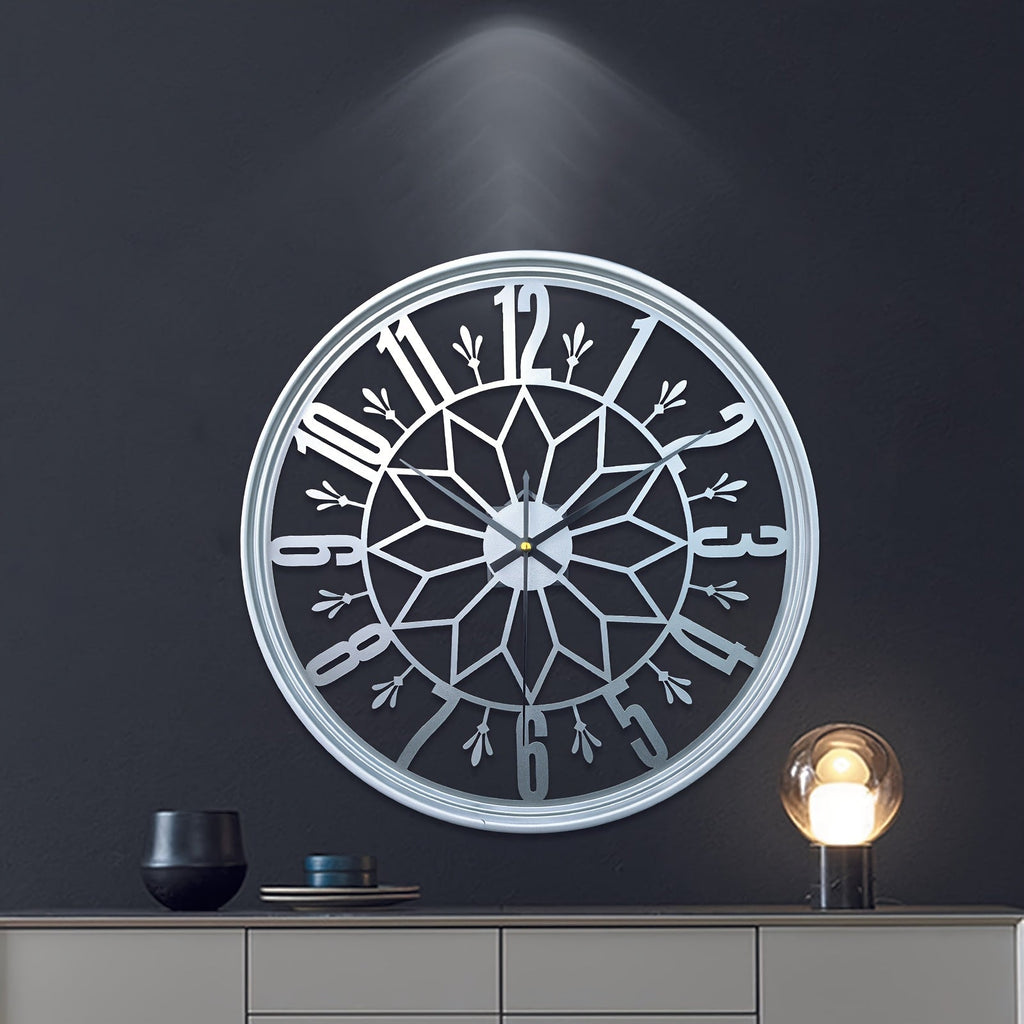 Silent Industrial Vintage Metal Wall Clock — Non-Ticking 12
