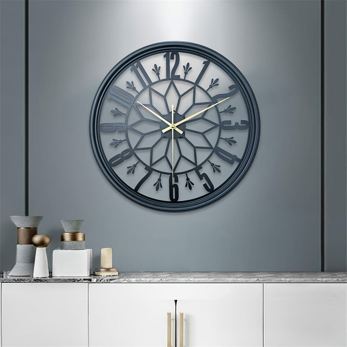 Silent Industrial Vintage Metal Wall Clock — Non-Ticking 5