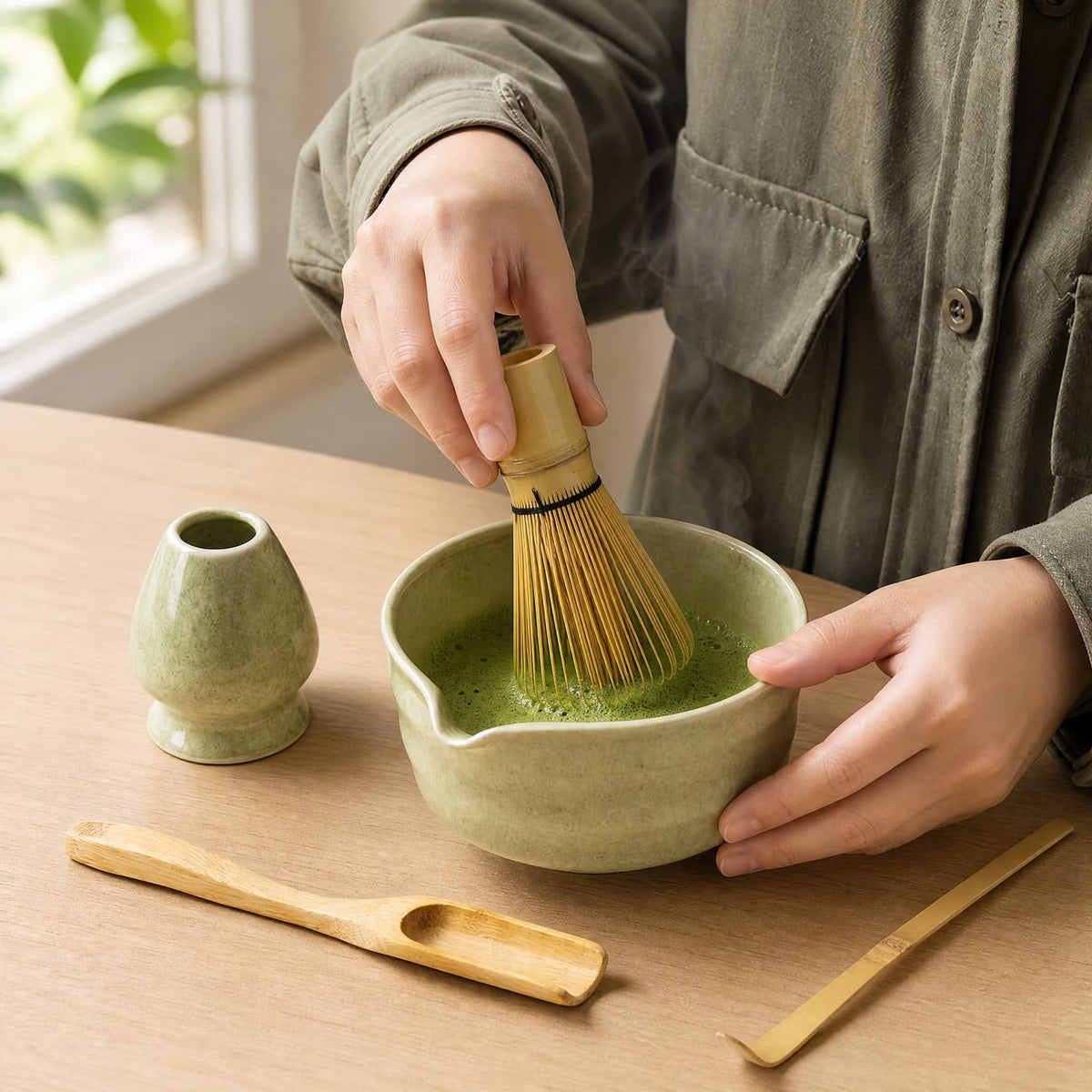 Japanese Matcha Tea Ceremony Set — Chawan Bowl & Chasen Whisk 2