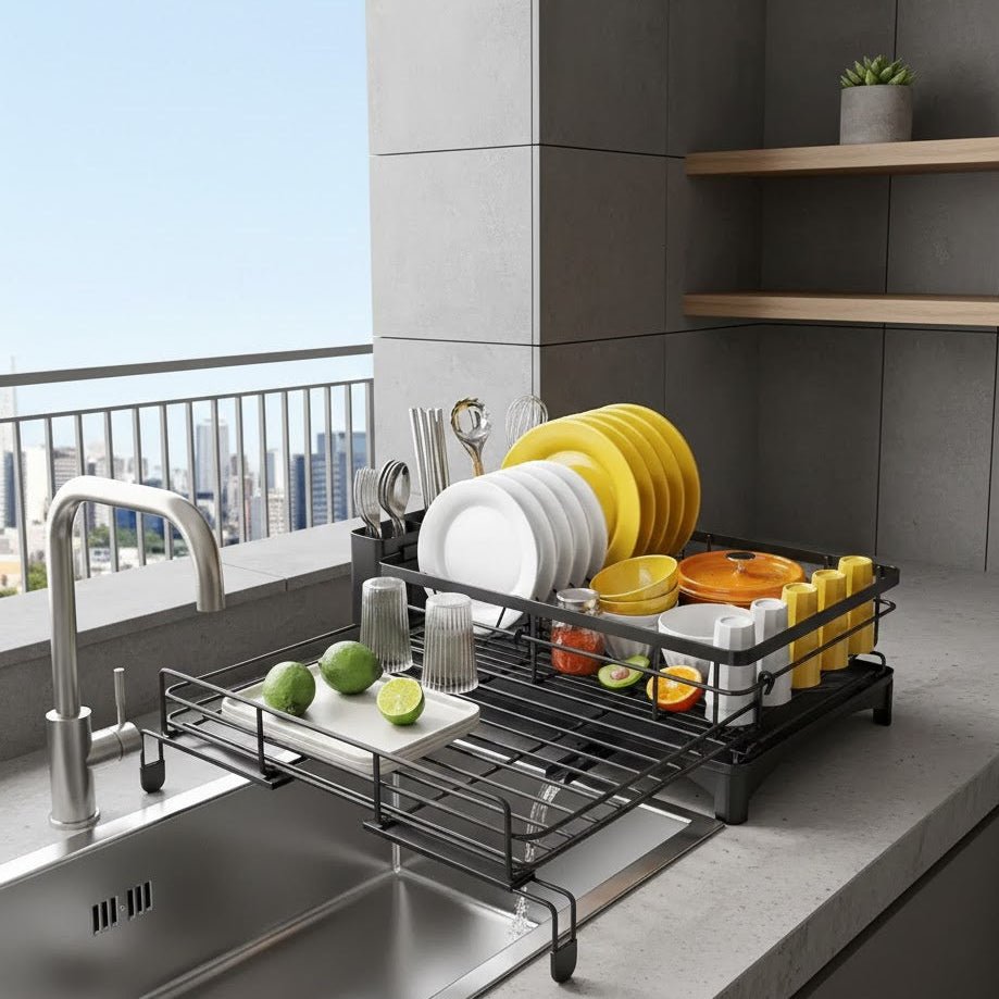 Large Dish Drying Rack with Integrated Drip Tray — KITCHENDRY 3