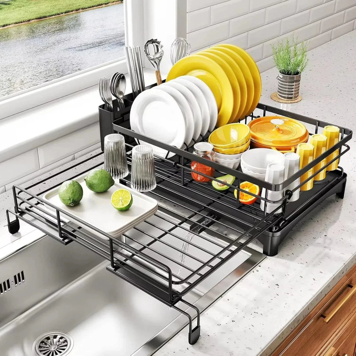 Large Dish Drying Rack with Integrated Drip Tray — KITCHENDRY 5