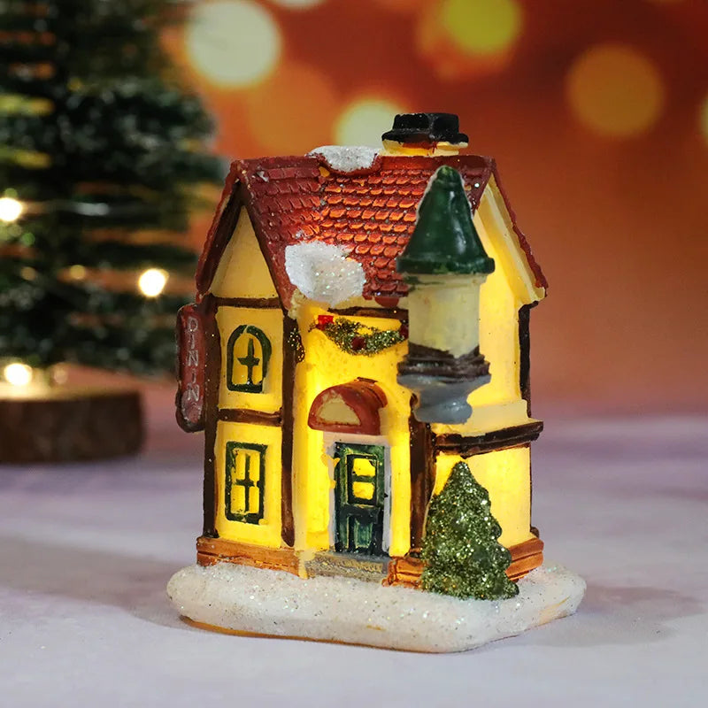 LED Christmas House Figurine — Glowing Holiday Village Decor 13