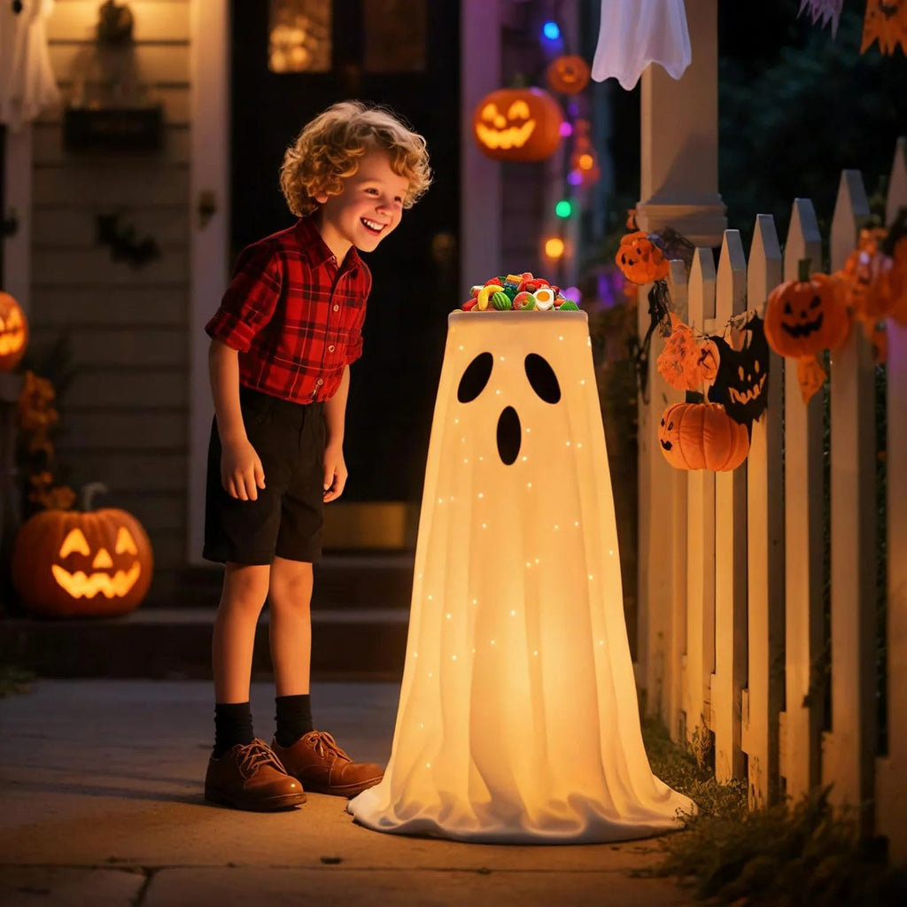 Lighted Ghost Halloween Candy Bowl Stand — 39.4 in Tall 1