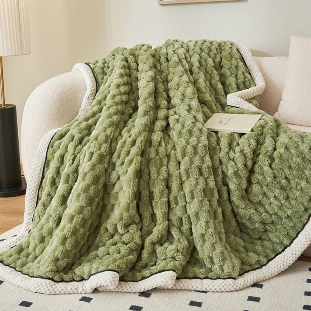 LuxeHaven Sherpa Fleece Blanket — Soft Bubble Texture Throw 10