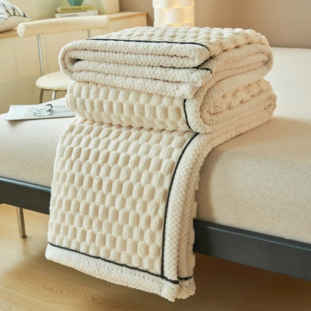 LuxeHaven Sherpa Fleece Blanket — Soft Bubble Texture Throw 12