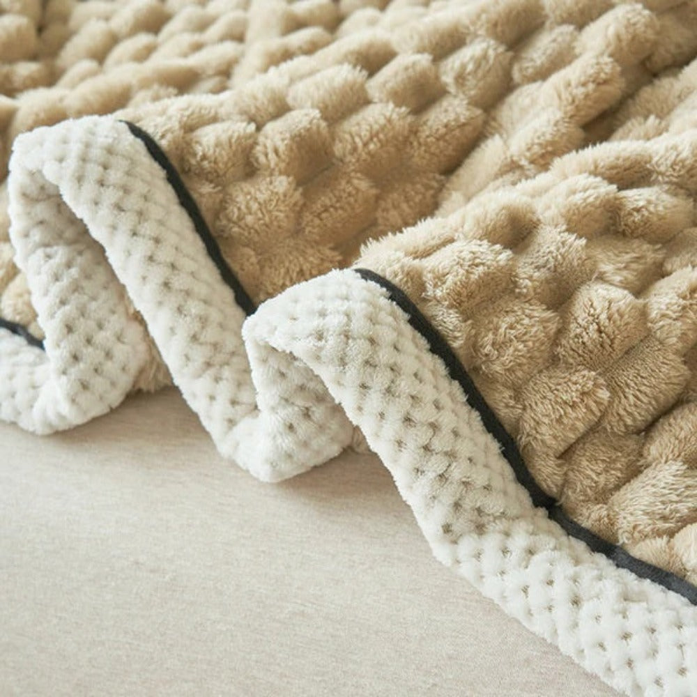 LuxeHaven Sherpa Fleece Blanket — Soft Bubble Texture Throw 14