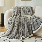 LuxeHaven Sherpa Fleece Blanket — Soft Bubble Texture Throw 3