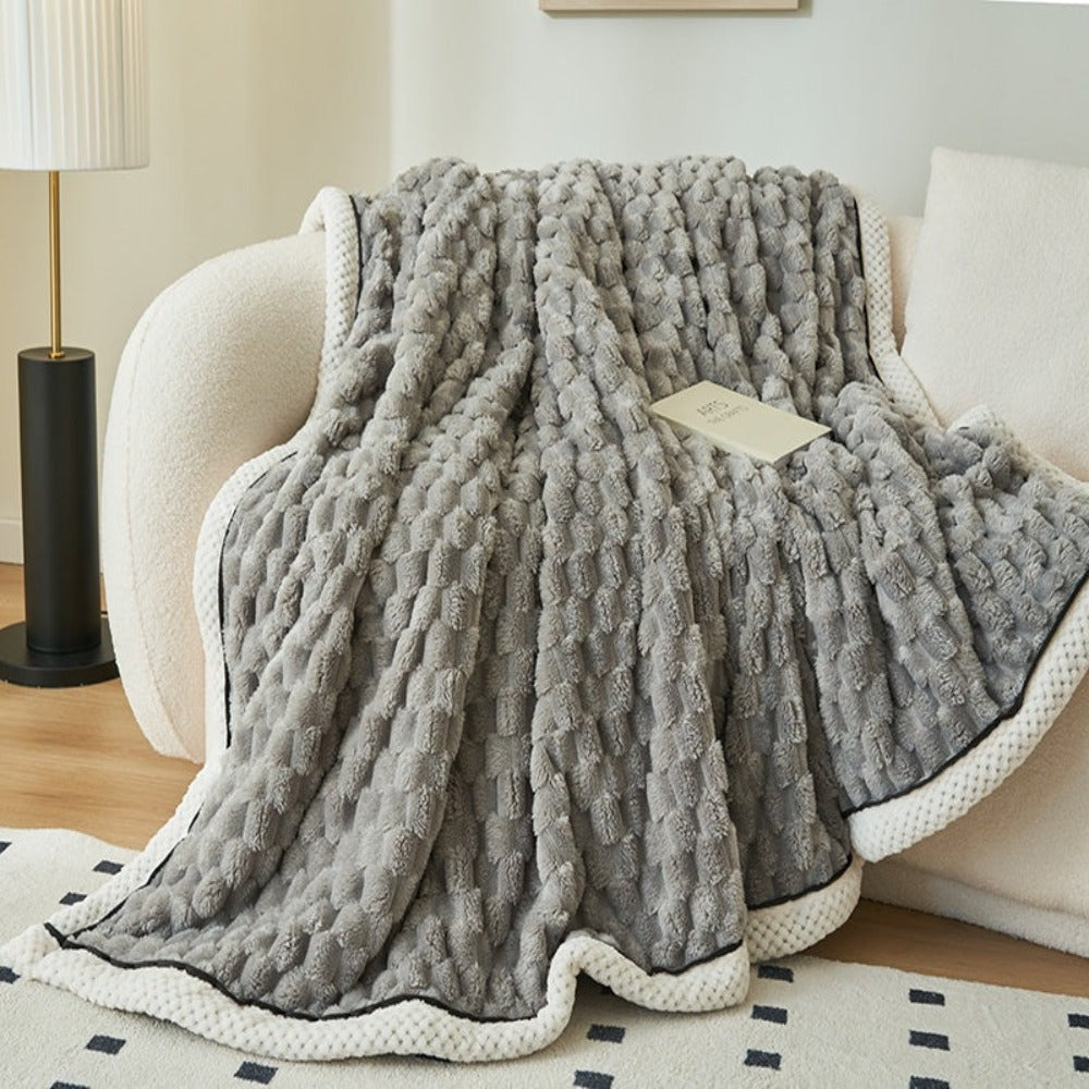 LuxeHaven Sherpa Fleece Blanket — Soft Bubble Texture Throw 3