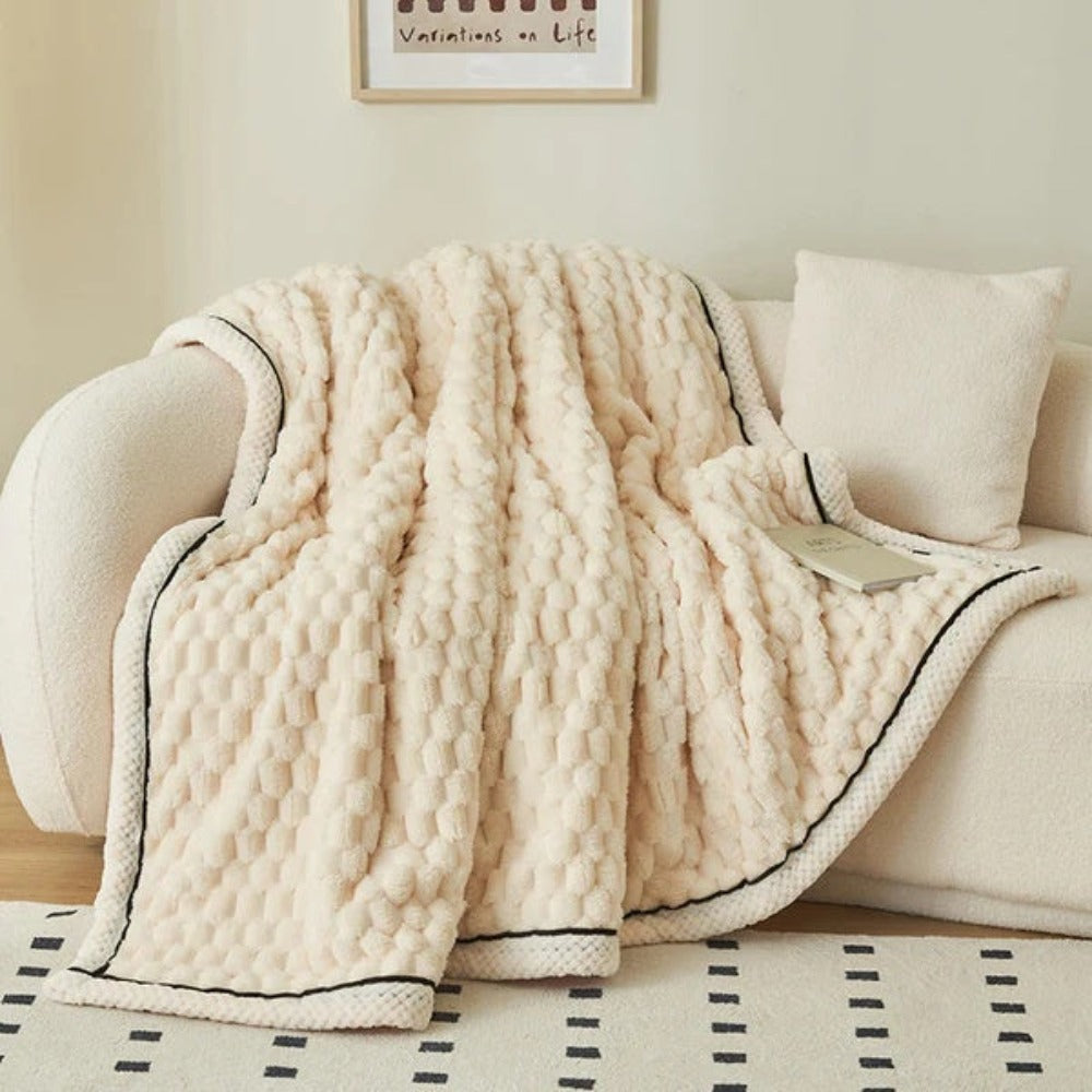 LuxeHaven Sherpa Fleece Blanket — Soft Bubble Texture Throw 6