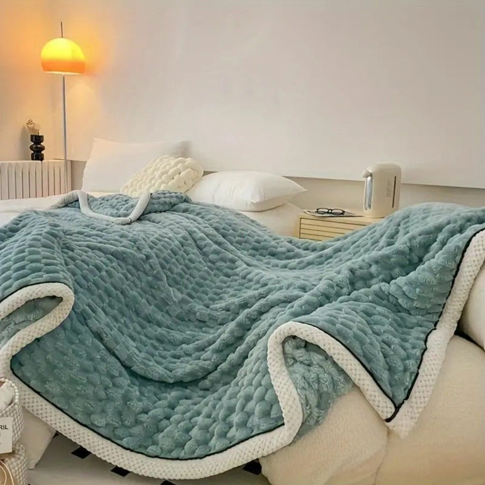 LuxeHaven Sherpa Fleece Blanket — Soft Bubble Texture Throw 7