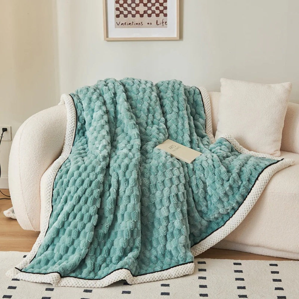 LuxeHaven Sherpa Fleece Blanket — Soft Bubble Texture Throw 8