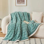 LuxeHaven Sherpa Fleece Blanket — Soft Bubble Texture Throw 8
