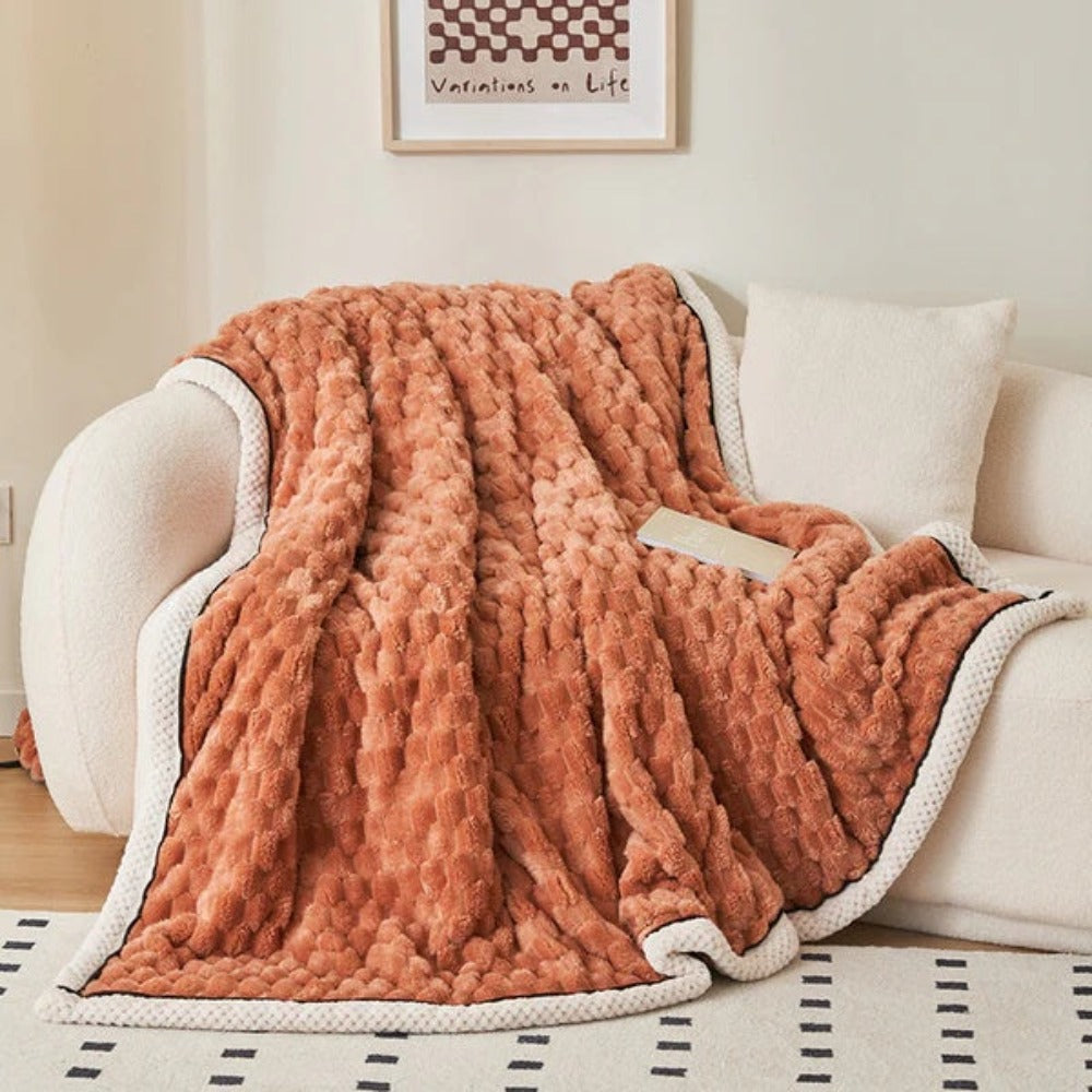 LuxeHaven Sherpa Fleece Blanket — Soft Bubble Texture Throw 1