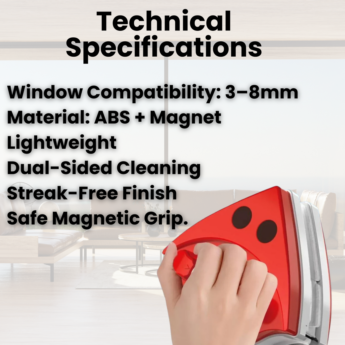 Magnetic Double-Sided Window Cleaner — Streak-Free Glass Tool 3
