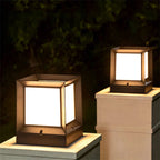 Modern Outdoor Pillar Light – Black Frame LED Gate Lamp 2