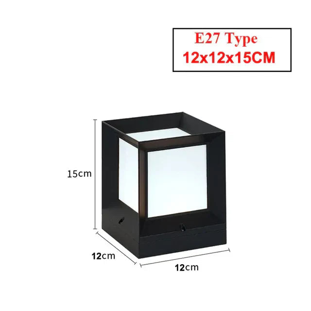 Modern Outdoor Pillar Light – Black Frame LED Gate Lamp 6