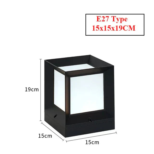 Modern Outdoor Pillar Light – Black Frame LED Gate Lamp 7