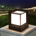 Modern Outdoor Pillar Light – Black Frame LED Gate Lamp 1