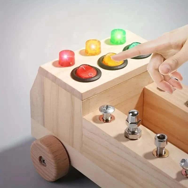 Busy Board Wooden Activity Toy — LED Fine Motor Skills 4