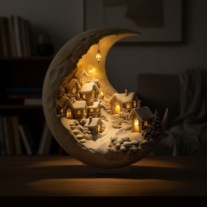 Moon Winter Village Acrylic Decor Light — Crescent Glow 4