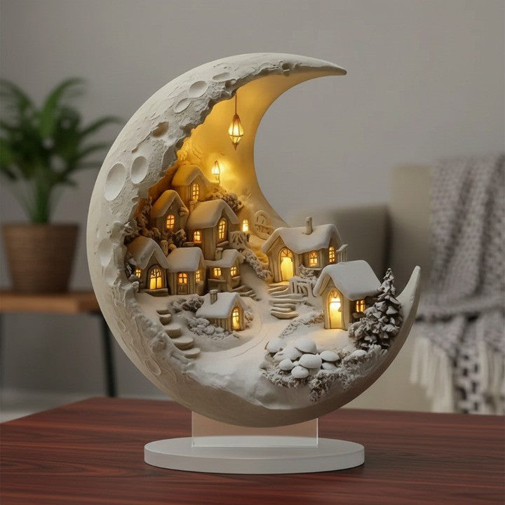 Moon Winter Village Acrylic Decor Light — Crescent Glow 5