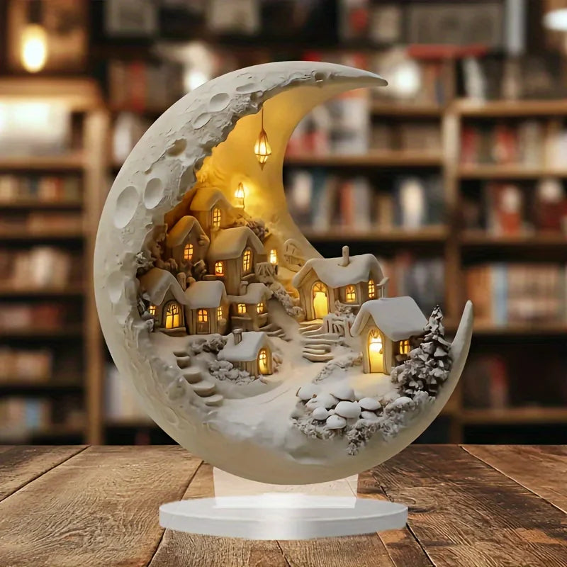 Moon Winter Village Acrylic Decor Light — Crescent Glow 1