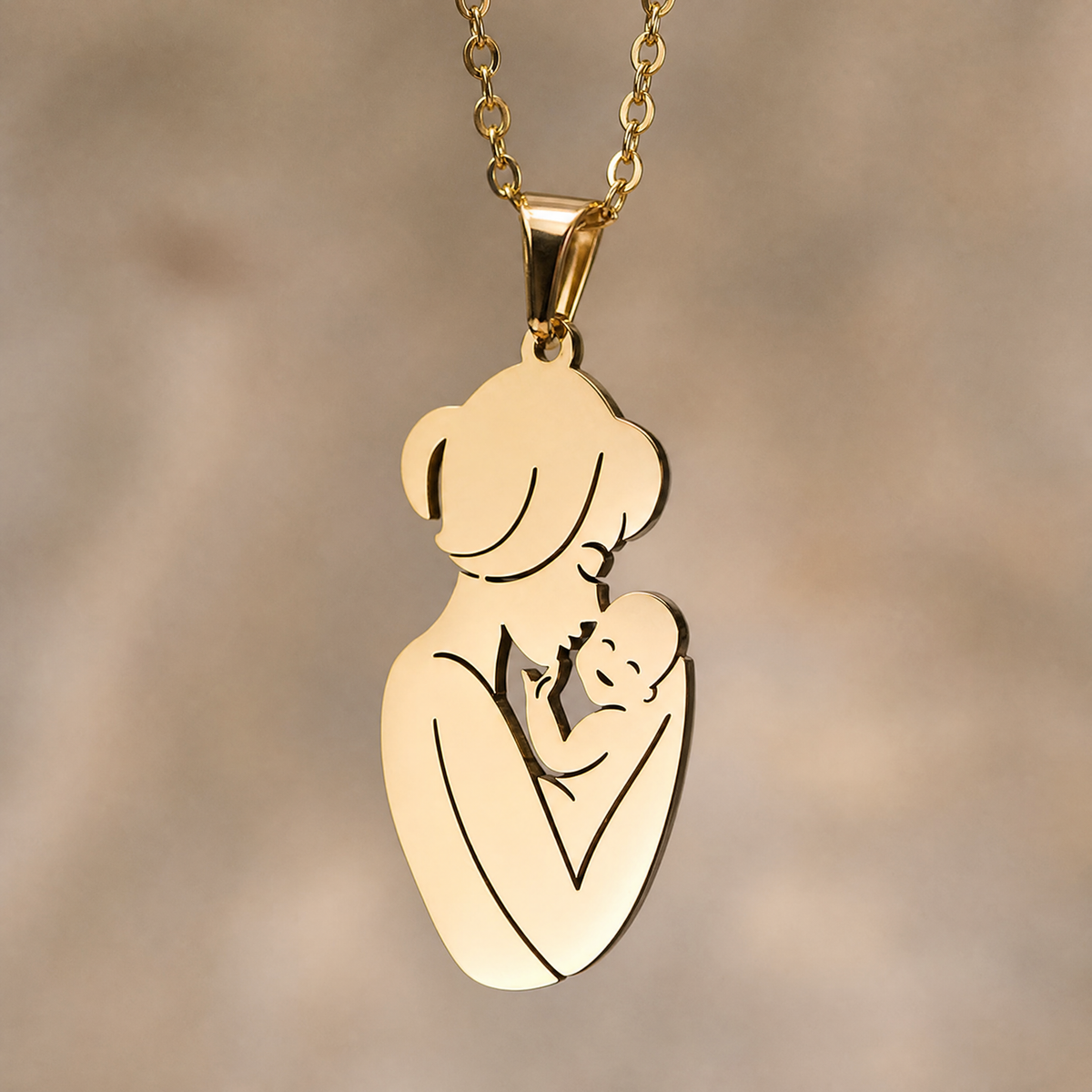 Gift for Mom — Mother & Child Stainless Steel Pendant Necklace 6