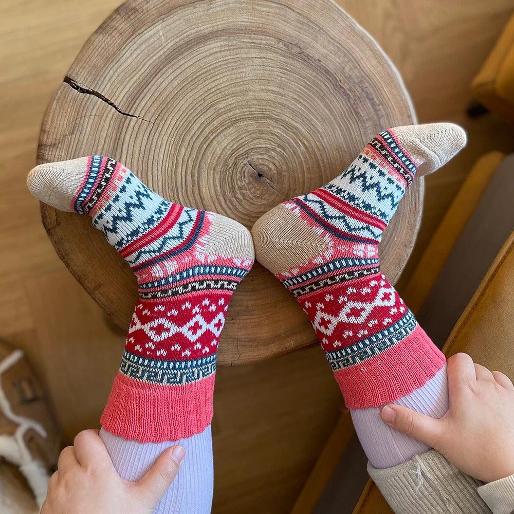 Nordic Winter Socks — Wool Blend Scandinavian Pattern 5 Pairs 2