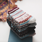 Nordic Winter Socks — Wool Blend Scandinavian Pattern 5 Pairs 3