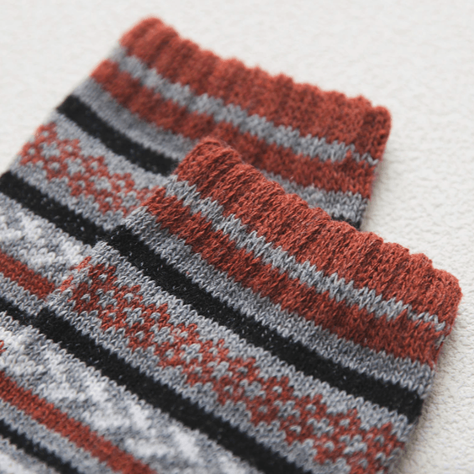 Nordic Winter Socks — Wool Blend Scandinavian Pattern 5 Pairs 4
