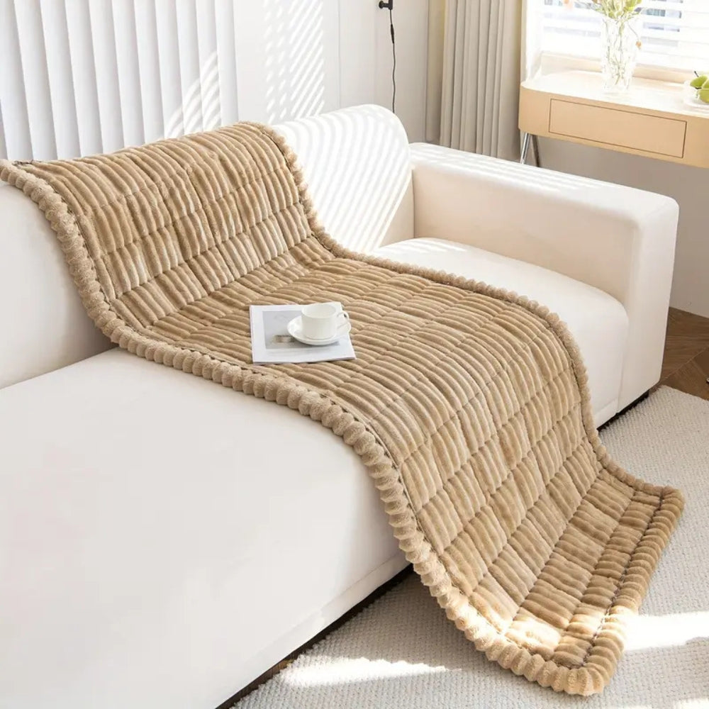 Plush Sofa Cover Pleated Edges — Anti-Slip Pet-Friendly Protector 10