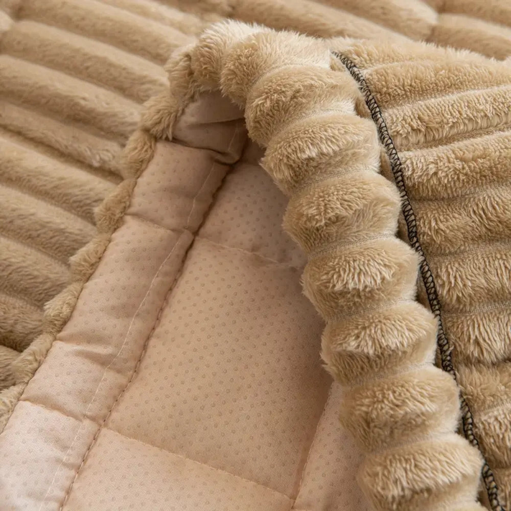 Plush Sofa Cover Pleated Edges — Anti-Slip Pet-Friendly Protector 5