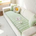 Plush Sofa Cover Pleated Edges — Anti-Slip Pet-Friendly Protector 7