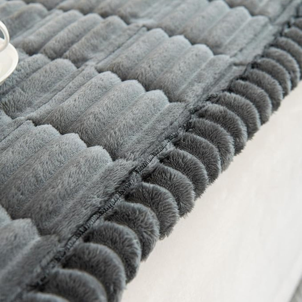 Plush Sofa Cover Pleated Edges — Anti-Slip Pet-Friendly Protector 8
