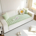 Plush Sofa Cover Pleated Edges — Anti-Slip Pet-Friendly Protector 9