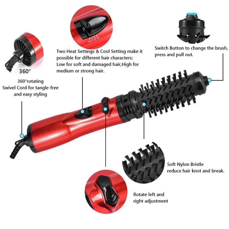 Rotating Hair Dryer Brush — 2 Heads, 360° Spin, 3 Heat Settings 9