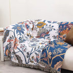 Rustic Floral Cotton Blanket with Tassels — Jacquard 100% Cotton 3