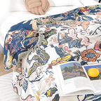 Rustic Floral Cotton Blanket with Tassels — Jacquard 100% Cotton 6