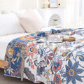 Rustic Floral Cotton Blanket with Tassels — Jacquard 100% Cotton 1