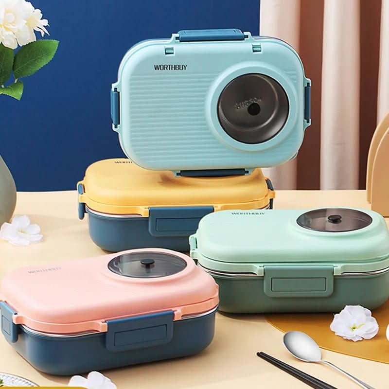 Stainless Steel Lunch Box 3 Compartments — Leakproof Lid 8