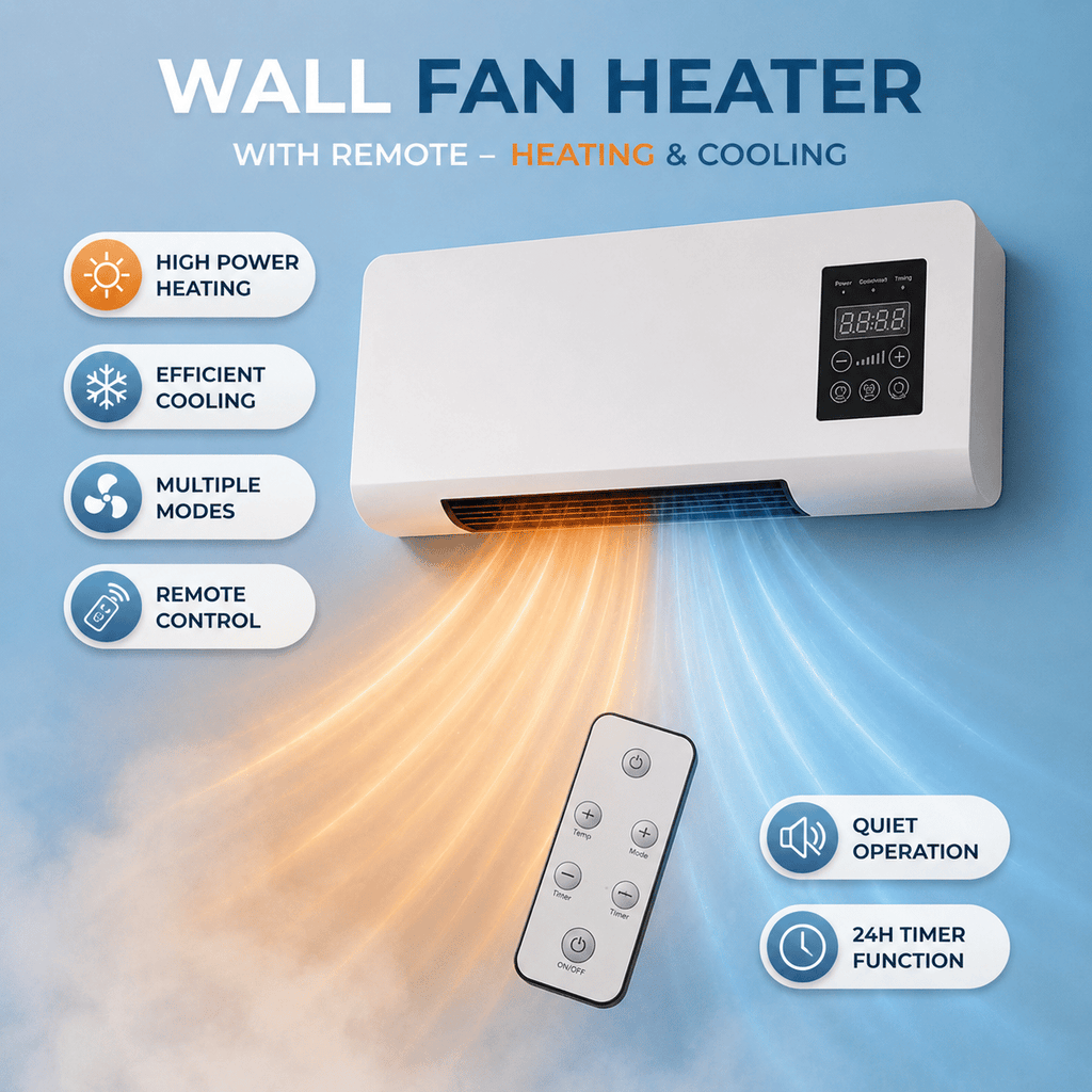 Sale by Dale - Wandventilator met Afstandsbediening, Koelen en Verwarmen