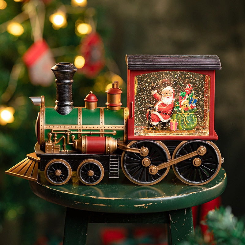 Santa Claus Christmas Train Music Box — Snow Globe & 8 Songs 4