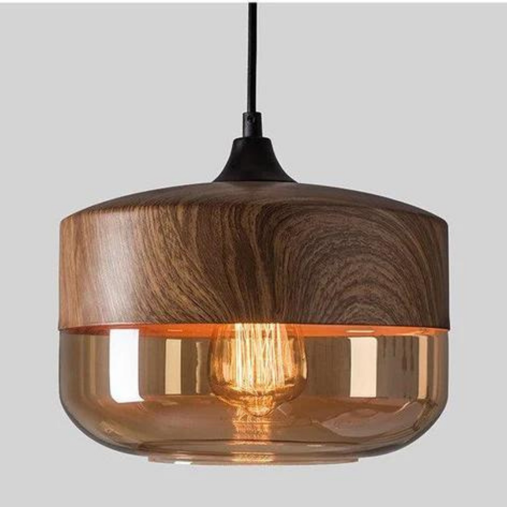 Scandinavian Wooden Pendant Light — Warm Glow Adjustable Cable 14