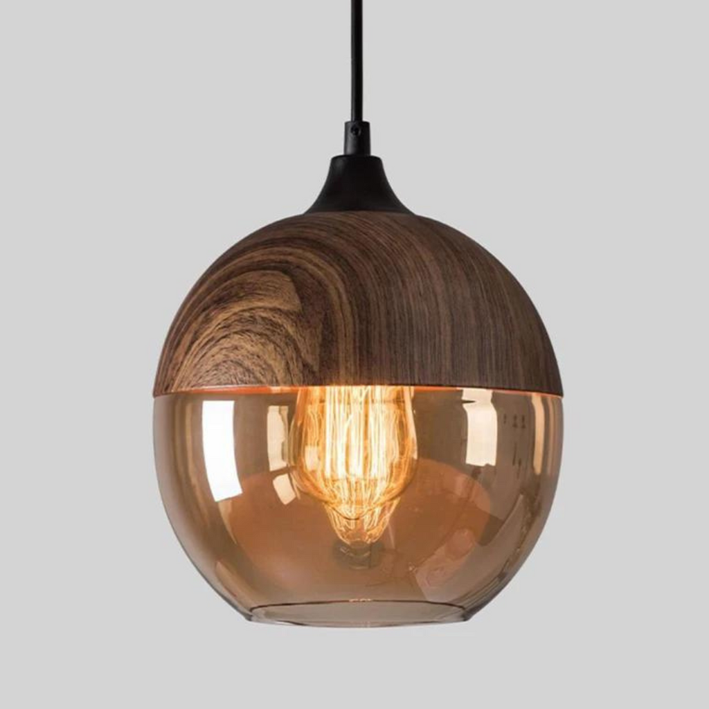 Scandinavian Wooden Pendant Light — Warm Glow Adjustable Cable 16